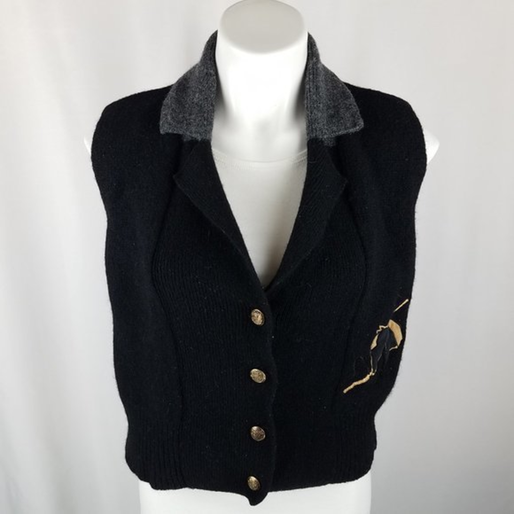 Miller's‎ Sportific Collection vest black 100% knitted wool M VTG dark academia